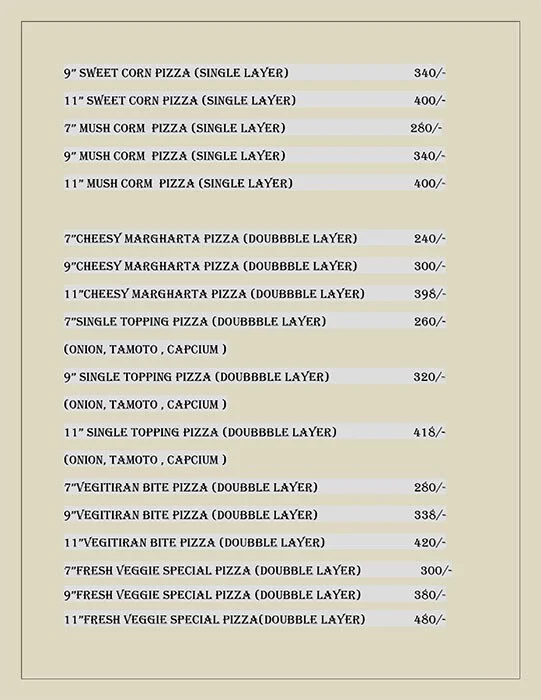 California Pizza menu 