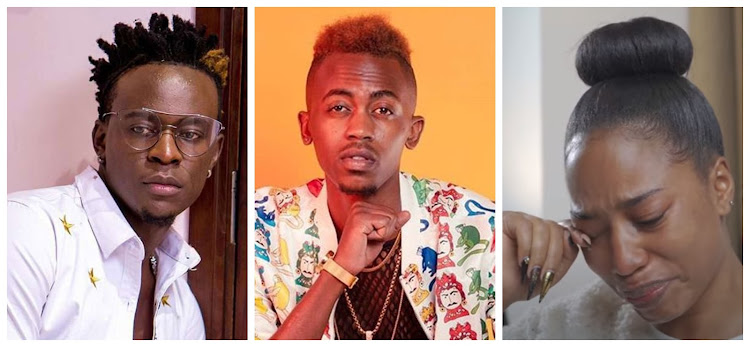 Singer Willy Paul(left) Weezdom (centre) and Diana Marua(right)