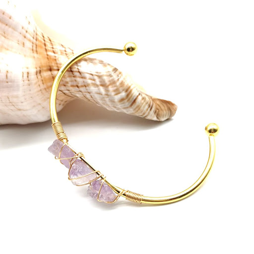 Title 6, Natural Raw Gemstone Crystal Winding Handmade B...