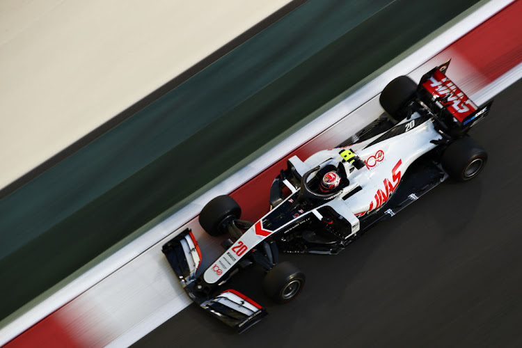 Kevin Magnussen of Denmark driving the (20) Haas F1 Team VF-20 Ferrari during practice before the F1 Grand Prix of Abu Dhabi at Yas Marina Circuit on December 11 2020 in Abu Dhabi.