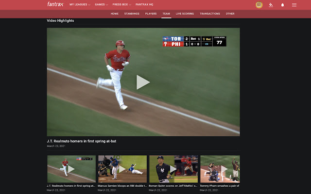 Fantrax Baseball Live Feed + Highlights chrome extension