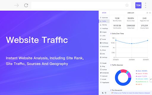 AITDK SEO Extension - Traffic/Keywords/Whois/SEO analyzer