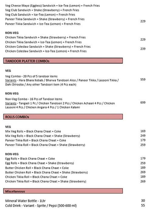 Co Co Combo Foodworks menu 