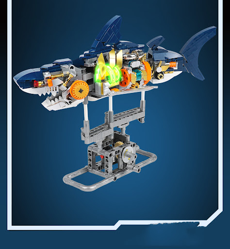 Title 3, Small Particle Building Blocks Mechanical Shark...