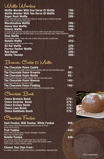 The Chocolate Room menu 