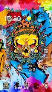 Golden skull theme graffiti - náhled