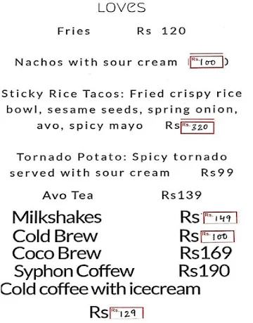 Avocoal Foods menu 