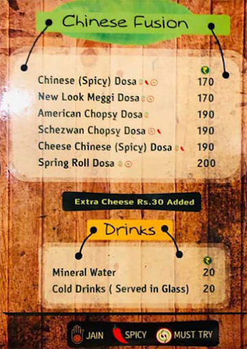 Chula Dhosa menu 