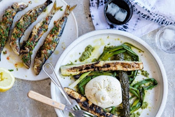 Burrata with charred zucchini and spring onion recipe