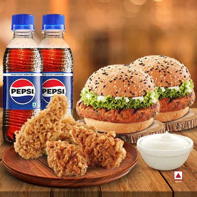 2Peri Peri Chk Grilled Burger+2Fried Chk+2Fried Wings+1Dip+2Pepsi250ML