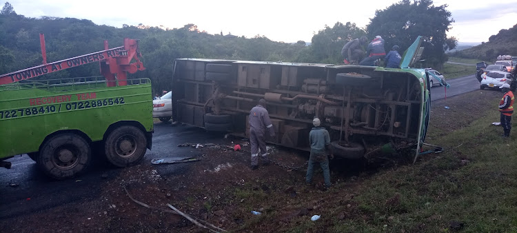 The scene where Chania Sacco bus crashed injuring 13 people on Friday November 27, 2020