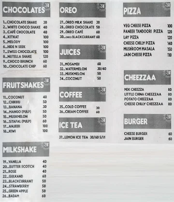 Asha Juice Centre menu 