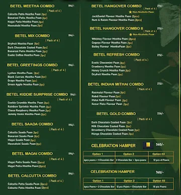 The Betel Leaf Co - Originally from Bangalore menu 