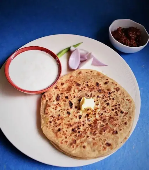 2 Plain Paratha With Curd