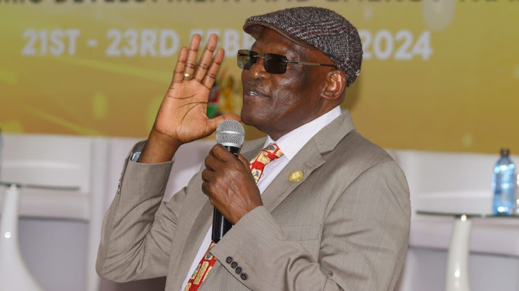 Parliamentary service commissioner Johnstone Muthama during the third edition of the Geo-East African conference in Nairobi on February 22, 2024.