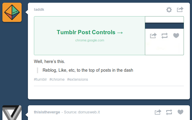 Tumblr Post Controls Preview image 1