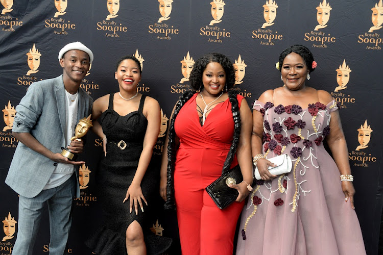 'Gomora' cast members celebrating at the Royalty Soapie Awards.