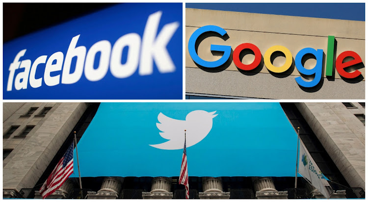 Facebook, Google and Twitter logos are seen in this combination photo from Reuters files. Picture: REUTERS