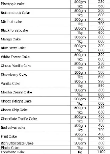 Cake Hi Cakes menu 