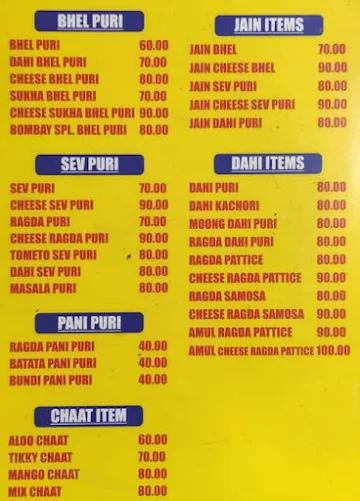 Bombay Bhel Puri menu 