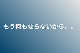 もう何も要らないから、、