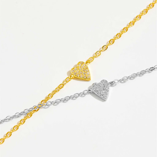Title 3, Retro 925 Sterling Silver Heart-shaped Bracelet...