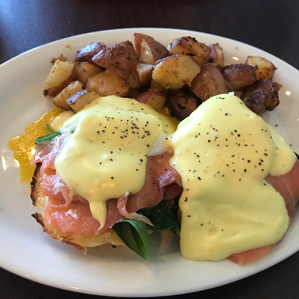 Salmon Benedict w Side of Potatoes