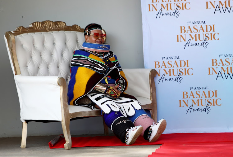 Ndebele musician Dr Nothembi Mkhwebane takes a breather at the Garden Venue during the inaugural Basadi In Music Awards CEO's Legends Luncheon,