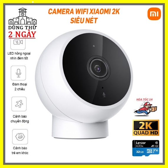 Camera Wifi Xiaomi 2K Siêu Nét, Hồng Ngoại Đêm, Cảnh Báo Chuyển Động, Đàm Thoại 2 Chiều, Lỗi 1 Đổi 1