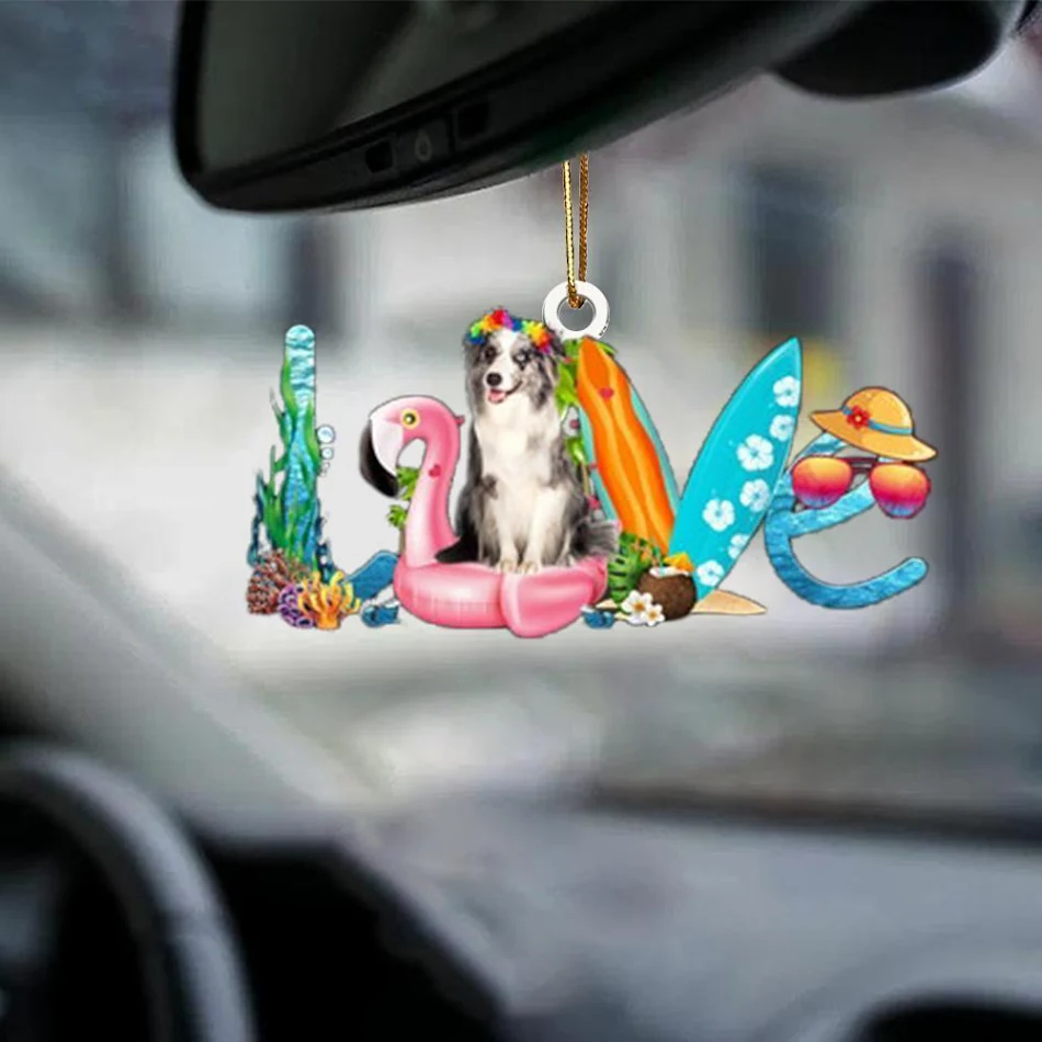 Auto Hanger Slapende Hond Engel Woondecoratie Acryl Vitrine Hangende Ornamenten voor Deuren, Schattigheid en Vreugde Onderweg