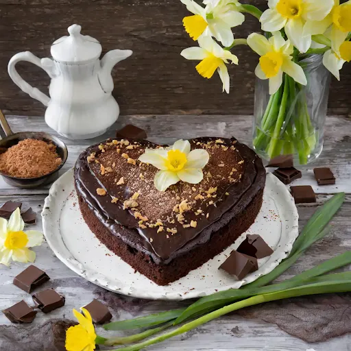 Belgian Chocolate KitKat Brownie Heart Cake [300 Grams]