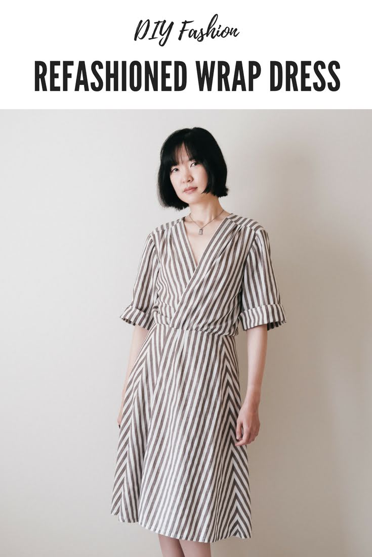 Striped Wrap Dress Refashion - DIY Fashion Garments | fafafoom.com