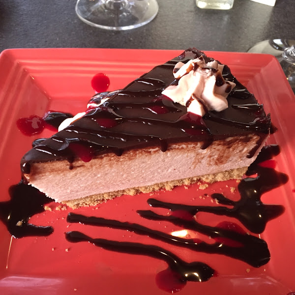 Raspberry mousse cake with gluten free graham cracker crust wow I got to eat dessert!