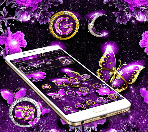 Purple Black Butterfly Diamond Theme