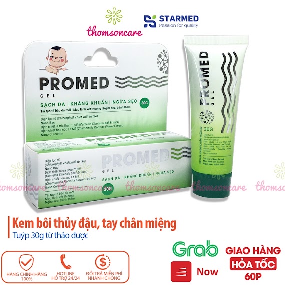 Kem Promed Gel, Sát Khuẩn Da, Thủy Đậu, Tay Chân Miệng, Kháng Khuẩn, Ngừa Sẹo Từ Tinh Chất Trà Xanh, Nano Bạc