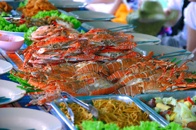 Feast in a seafood buffet lunch on board