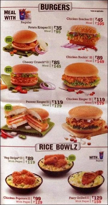 KFC menu 