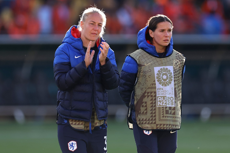 Stefanie Van Der Gragt and Merel Van Dongen of Netherlands show dejection after the team's 2-1 defeat and elimination in the Fifa Women's World Cup quarterfinal match against Spain at Wellington Regional Stadium on August 11 2023 in Wellington, New Zealand.