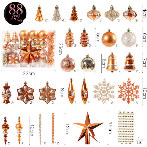 Title 5, 88 Christmas ball shaped decorations for festiv...