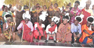 DP William Ruto, Turkana governor Josphat Nanok and Makueni's Kivutha Kibwana at the Turkana festival on Thursday, August 15, 2019.