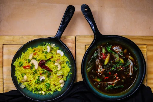 Singapore Rice With Asian Greens In Oyster Sauce