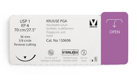 KRUUSE PGA Sutur, USP 1/EP 4, 70 cm/27.5", violet, 12st