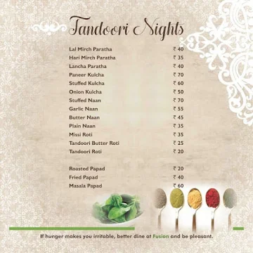 Fusion Veg Restaurant menu 