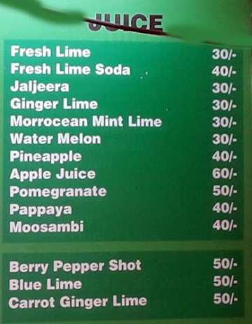 Lassi Shop menu 