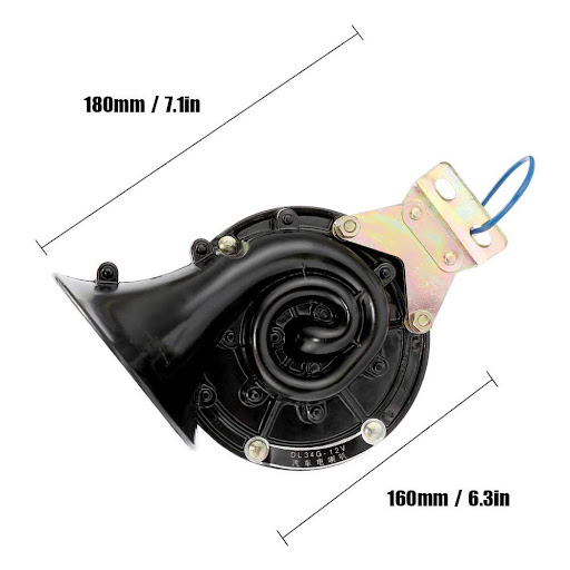 Title 1, Black electric snail horn for cars, loud and cl...