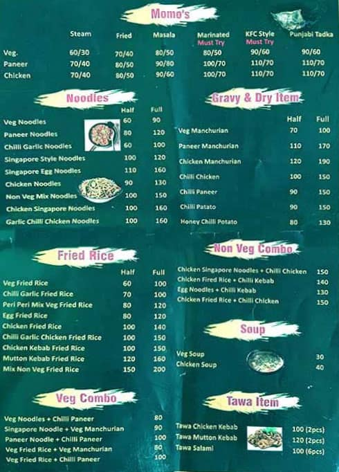 Mr Roll Miss Chinese menu 