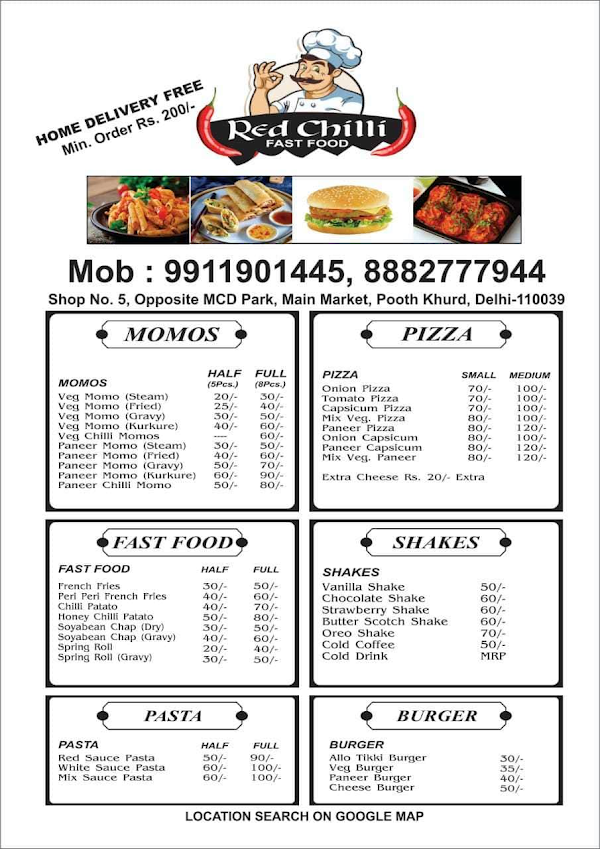 Red Chilli Fast Food menu 