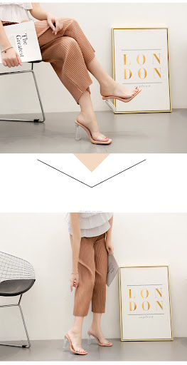 Title 7, Transparent Word with Crystal Chunky High-heel ...