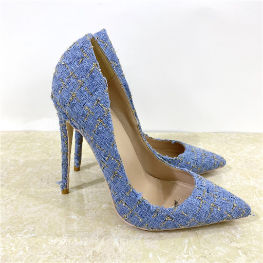 Title 7, New Woven High Heel Shoes 12CM Pointed Stiletto...