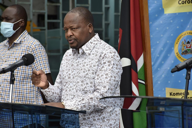 Health CS Mutahi Kagwe during a press briefing on coronavirus pandemic update at Afya House on June 7,2020/ MERCY MUMO